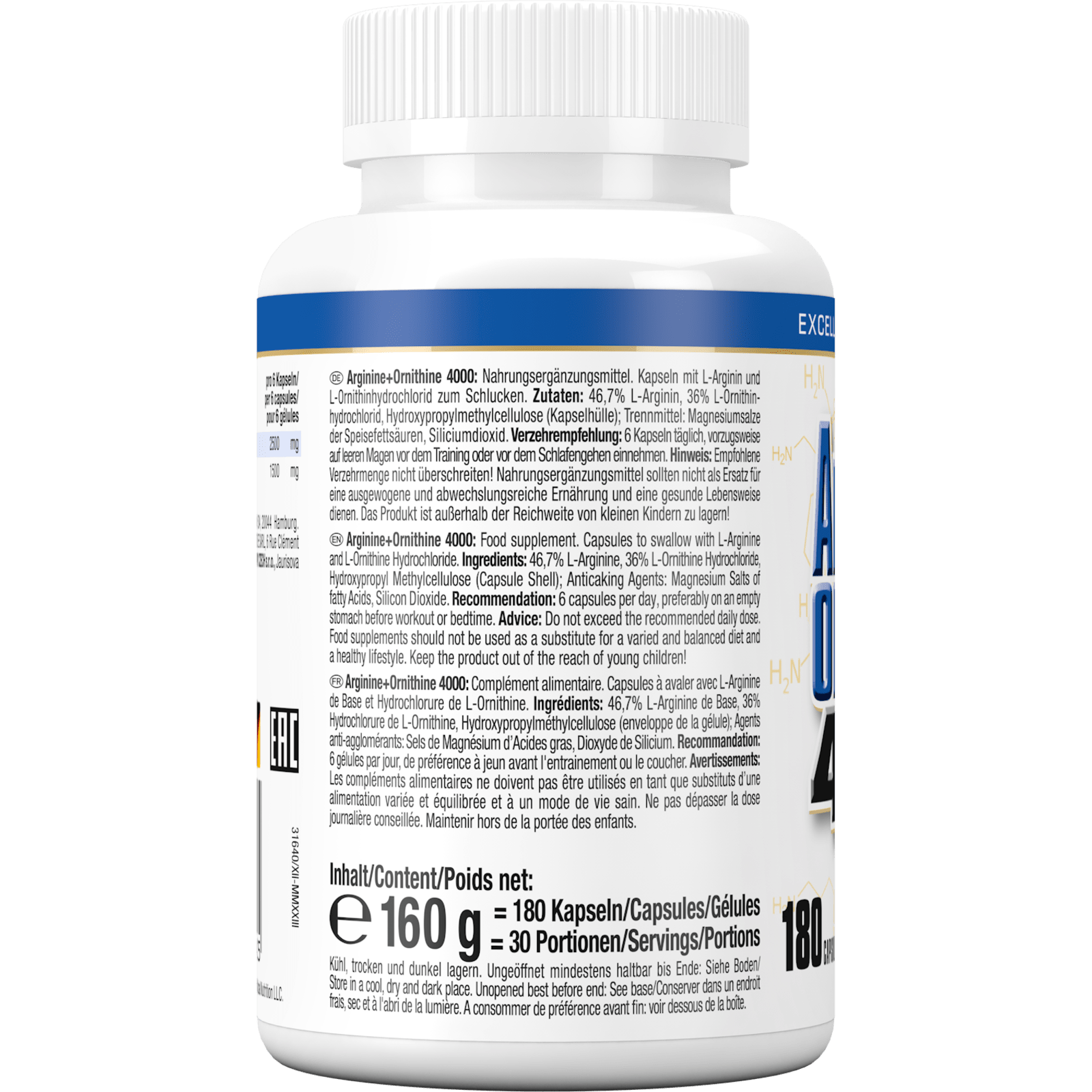 Arginine + Ornithine 4.000 (180 Kapseln)