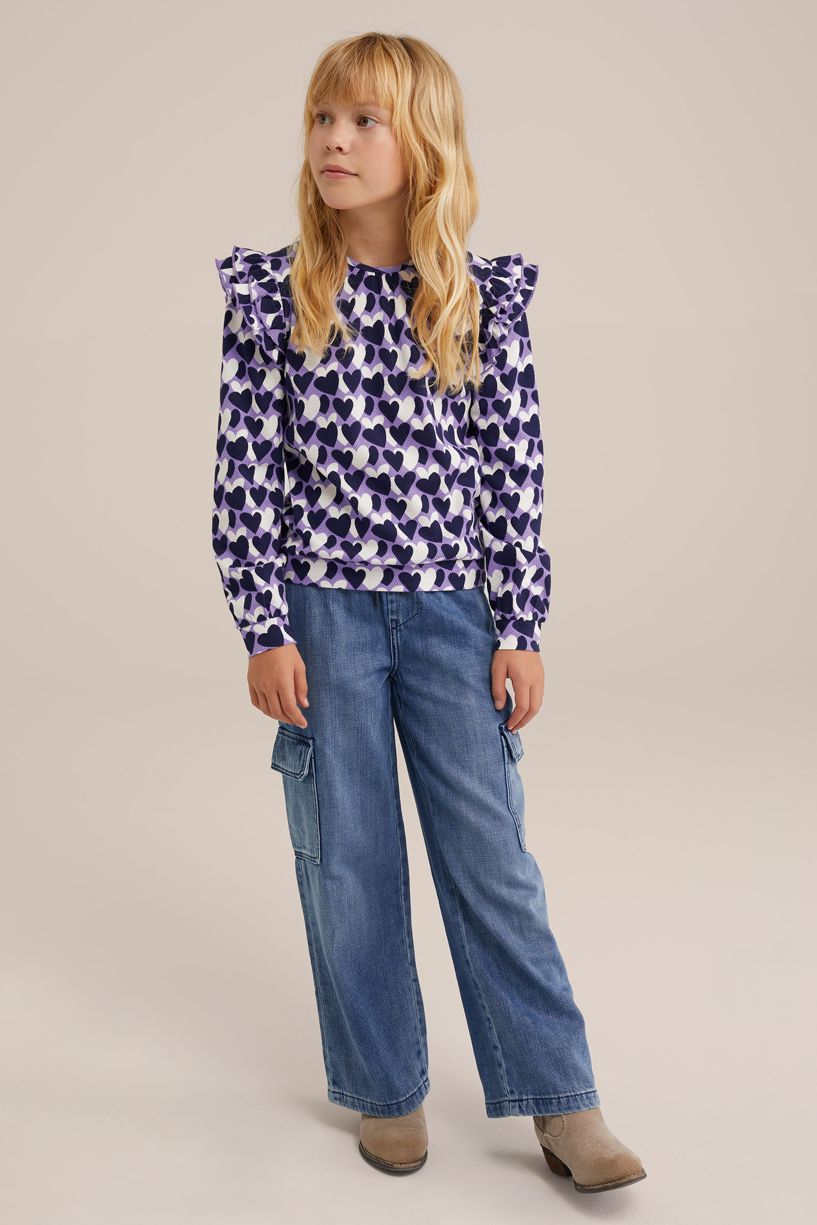 Meisjes T-shirt met dessin WE Fashion Lichtpaars