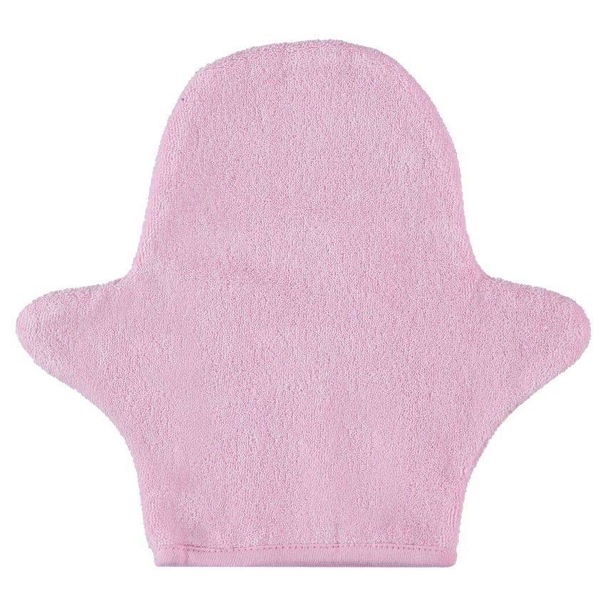 Gant de toilette marionnette avec forme fantaisie - Rose