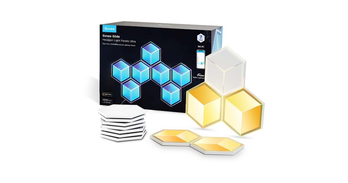 GoveeGlide Hexagon Light Panels Ultra - 7-pack sfeerverlichting  (2,4GHz wifi, Bluetooth)