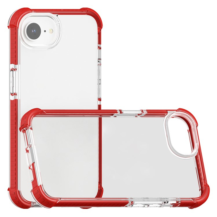iPhone 16e Hybrid Bumper Hülle mit Air Cushion Fallschutz - Rot / Transparent