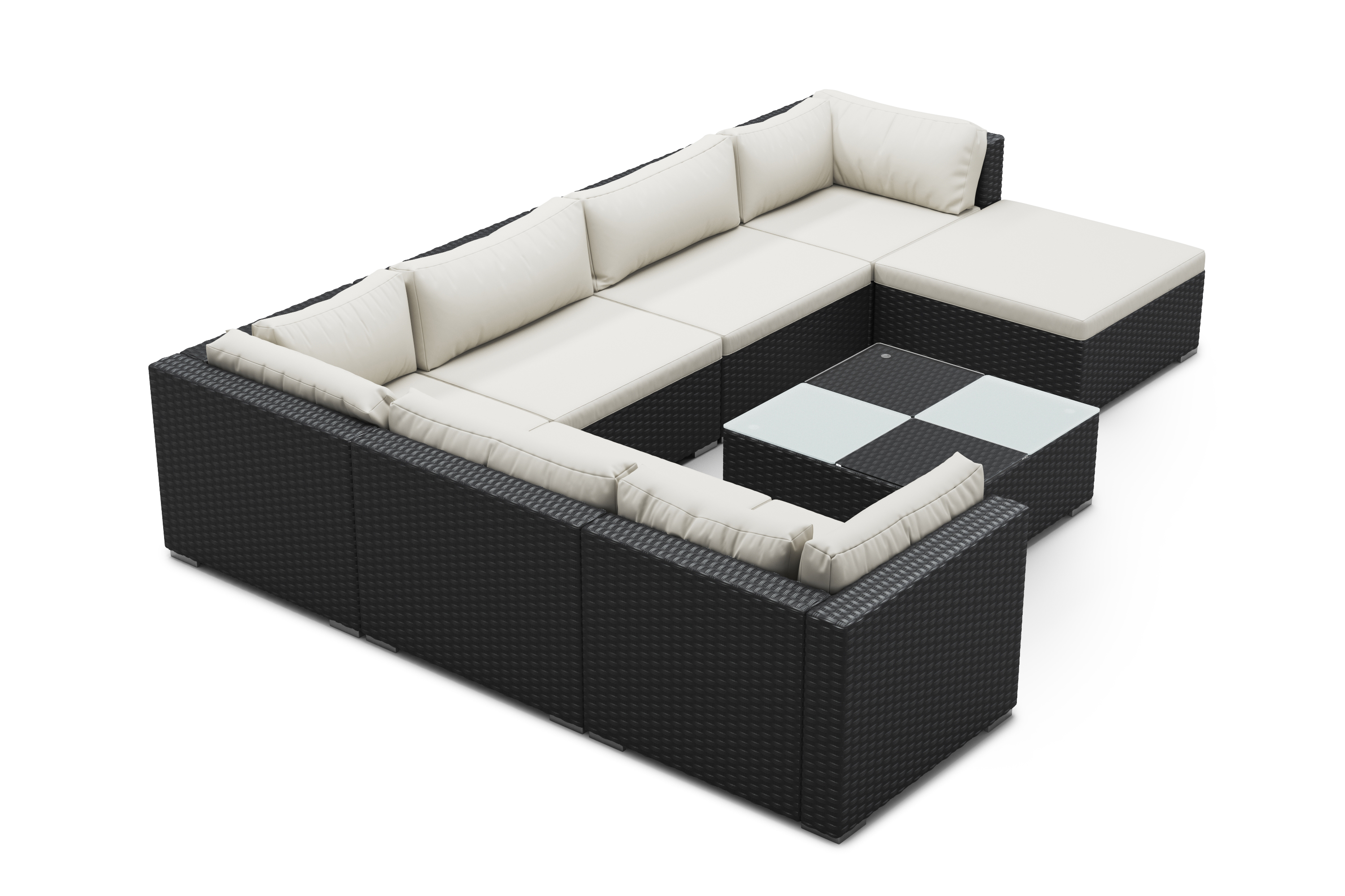 Rattanlounge NAXOS schwarz/beige
