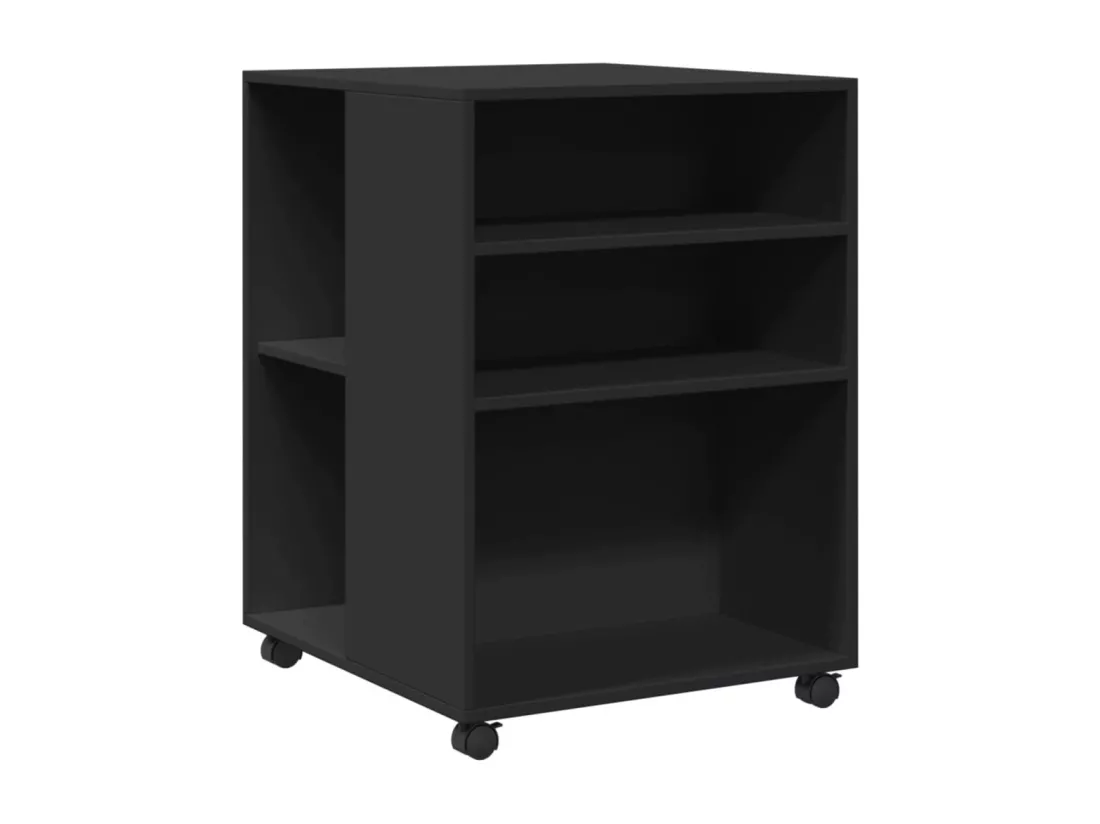 Table d'appoint avec roues noir 55x60x78 cm bois d'ingénierie