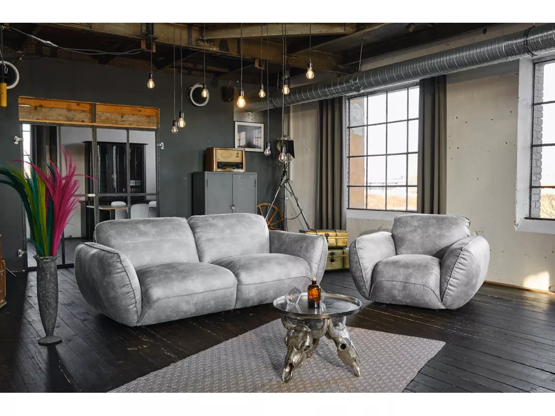 Fauteuil - Gris cuir - DAVITO