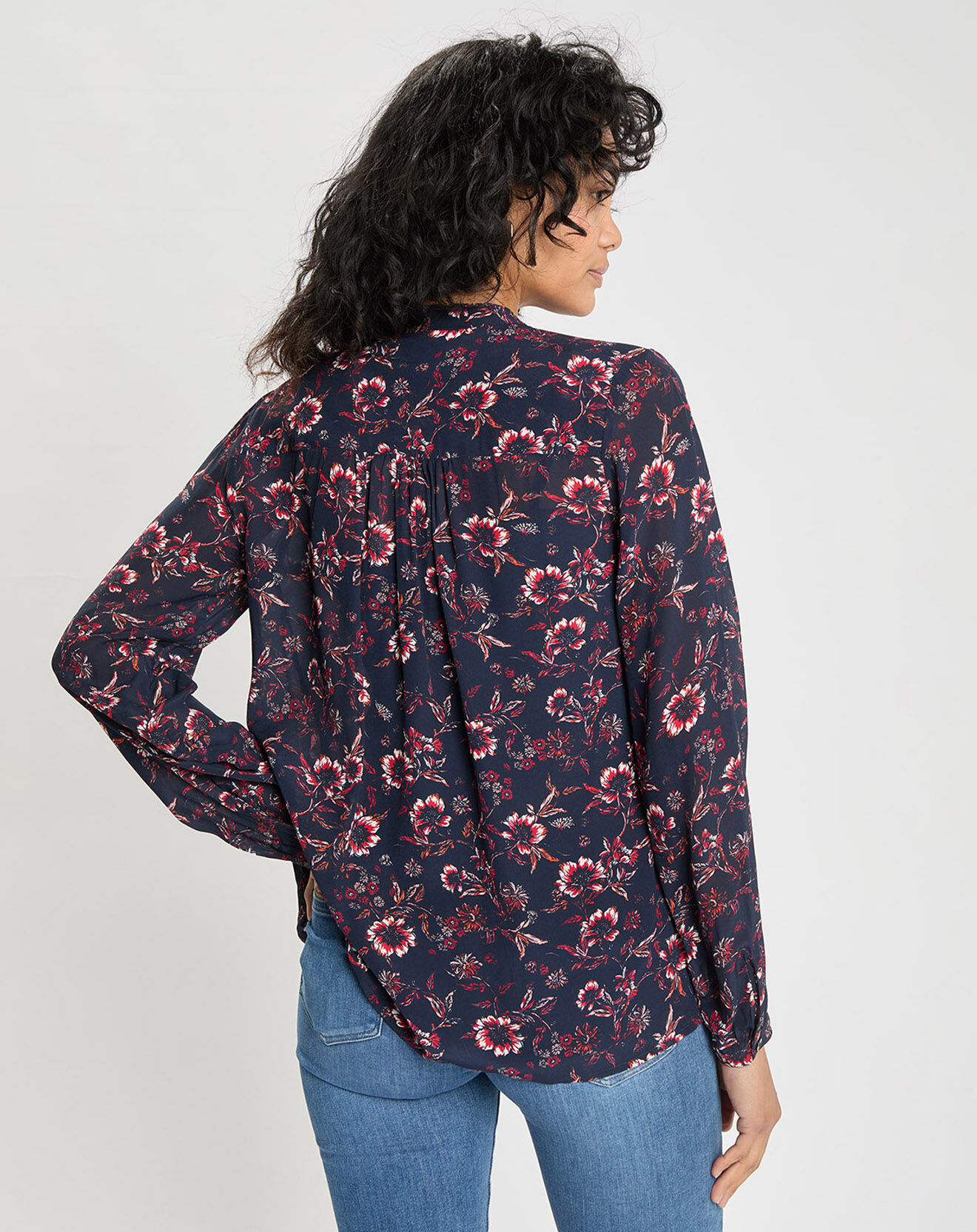 Tommy Hilfiger Blouse Theme Fleurs bleu marine/rouge