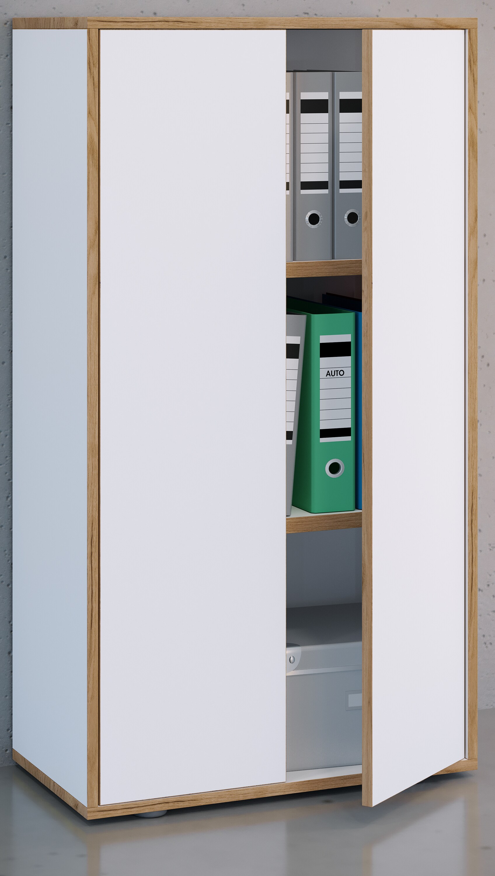 VCM Holz Büroschrank Ordner Aktenschrank Büromöbel Schrank Salia 3-fach Breite 60 cm Drehtüren
