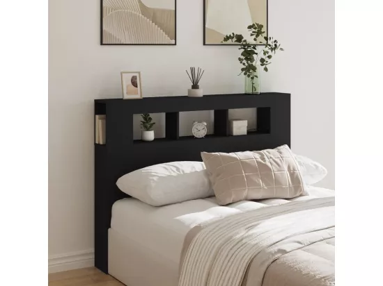 Tête de lit à LED noir 140x18,5x103,5 cm bois d'ingénierie