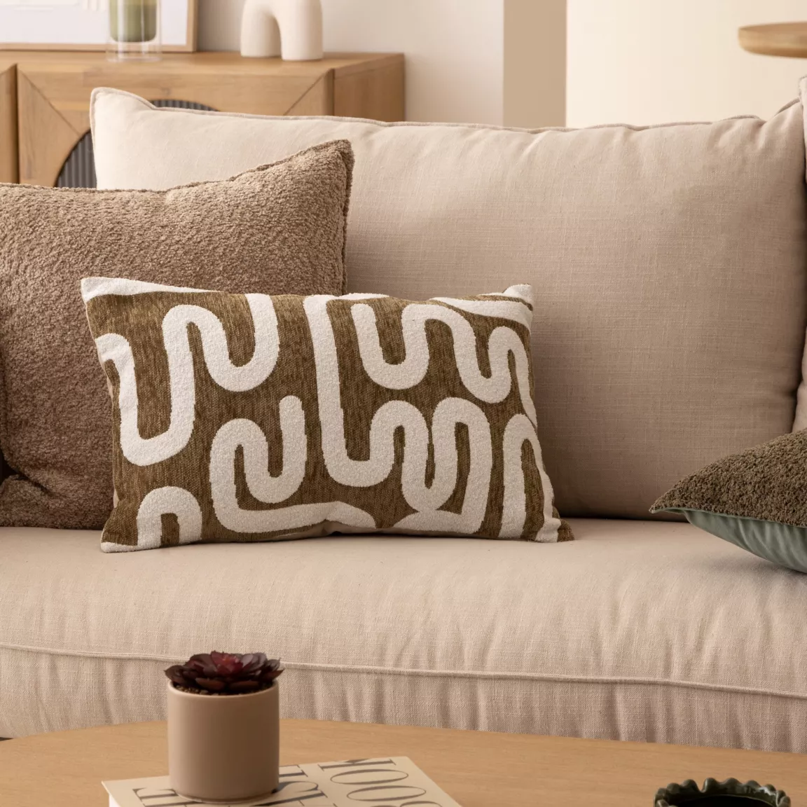 Housse de coussin rectangulaire (30 x 50 cm) Jeni Vert kaki