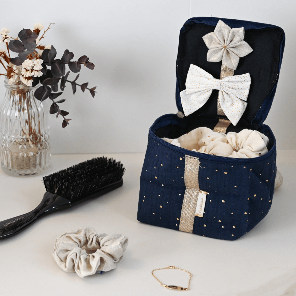 Petit Vanity Gaze Pois Or Marine