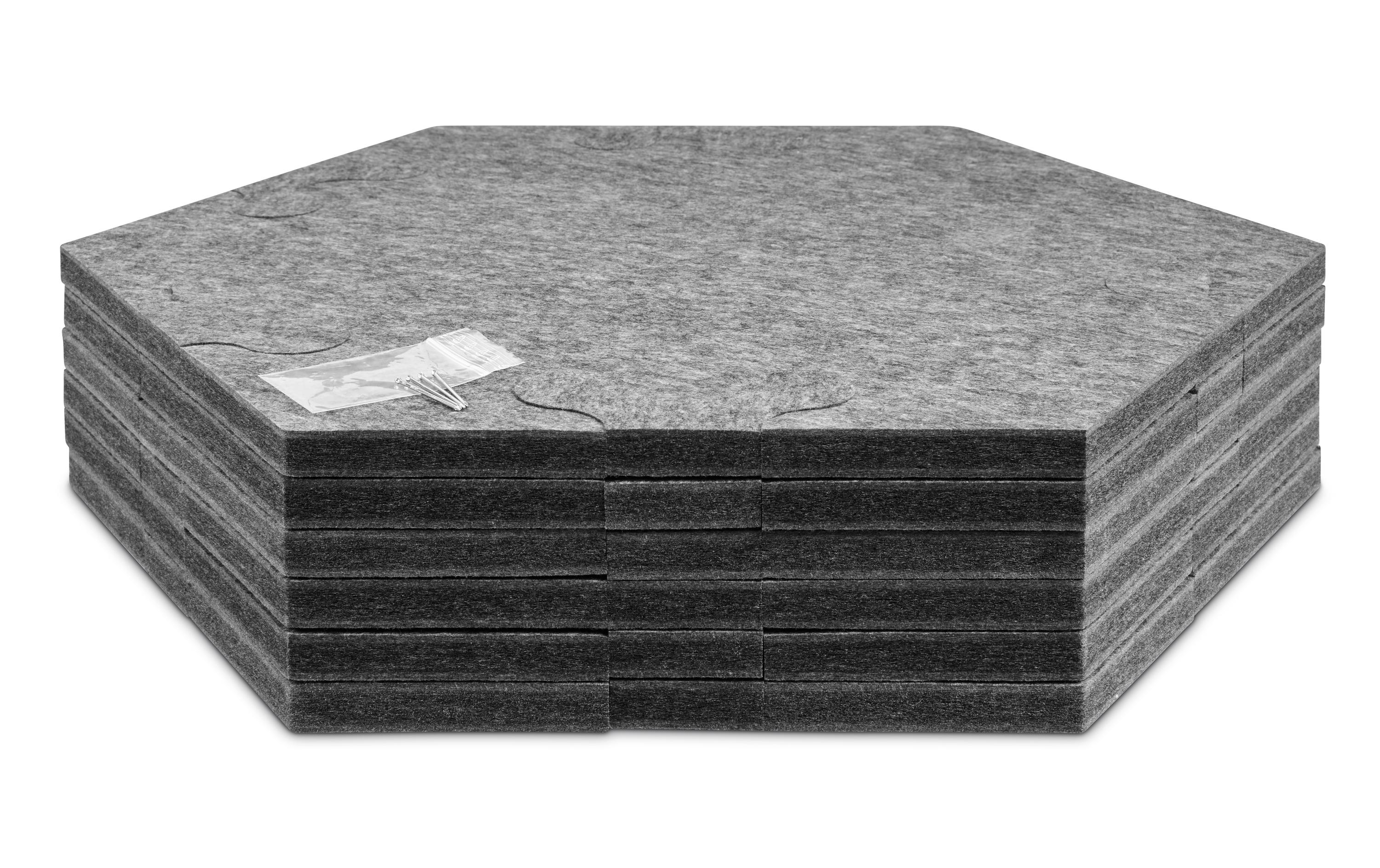 Wandfliesen Hexagon 44 x 50.5 cm Grau, 6 PlattenAkustikplatten Hexagon