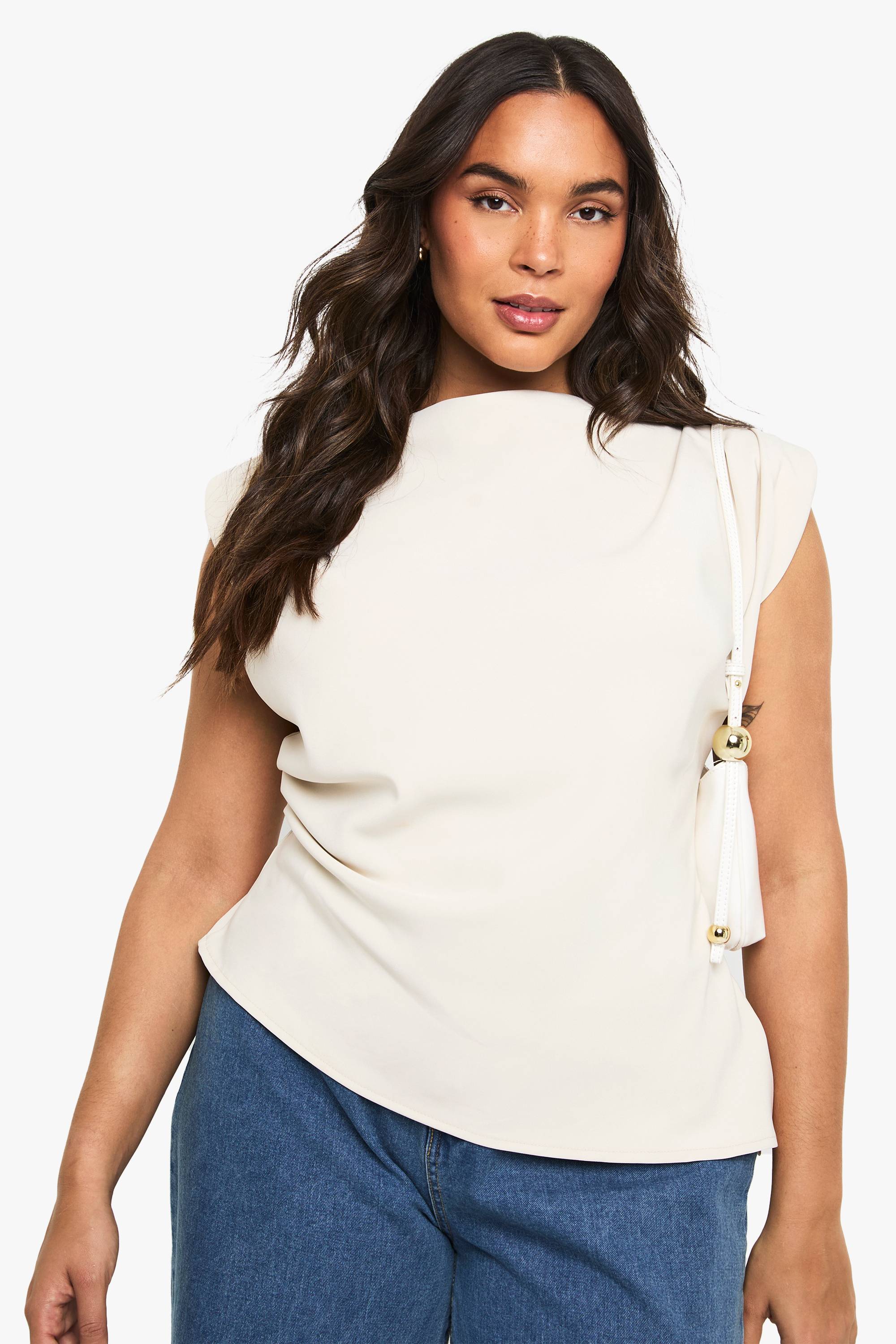 boohoo Chemisier Asymétrique Avec Épaulettes Froncées Plus