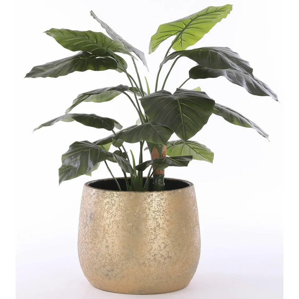 Mica Decorations Bloempot - goudkleurig - keramiek - 25 x 20 cm