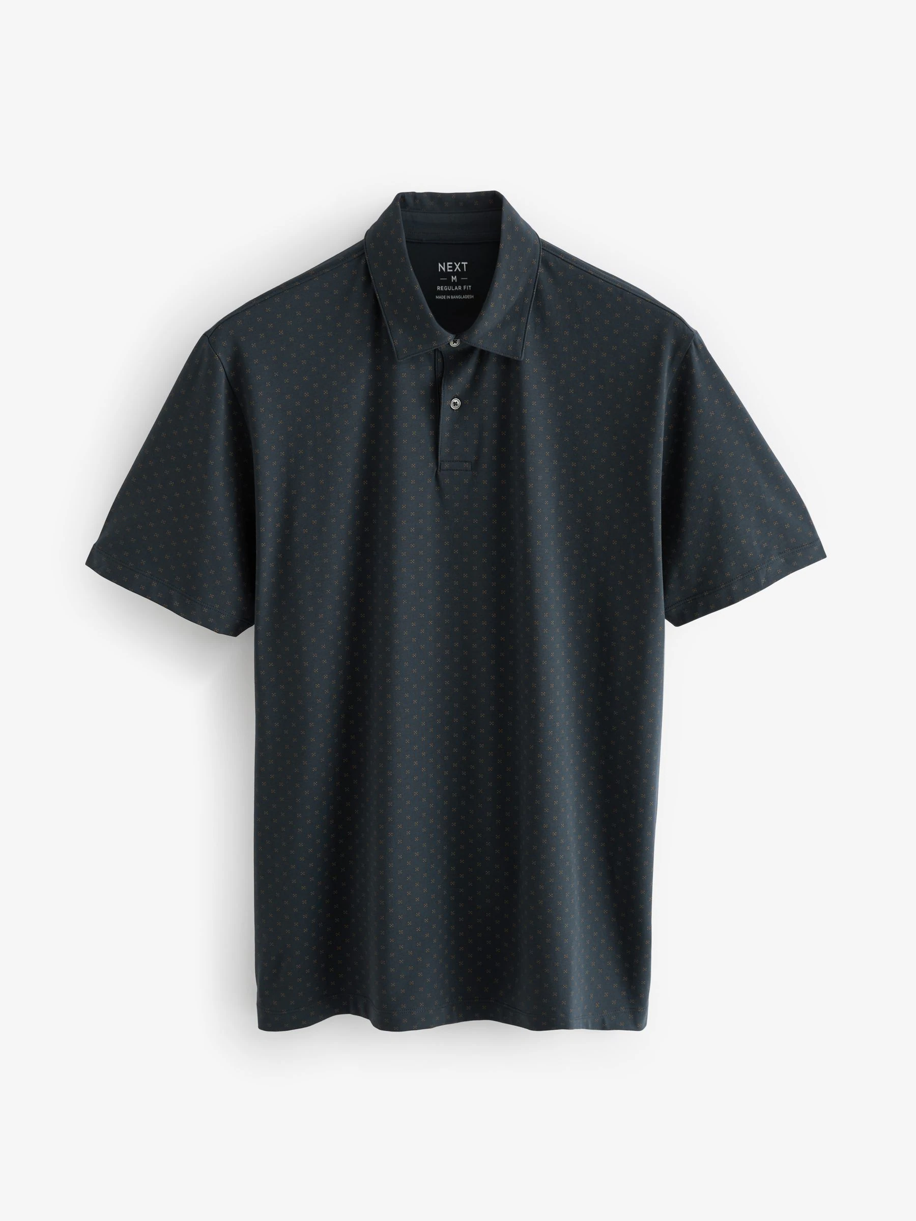 Wit/marineblauw/zwart met goudkleurige geometrische print - Set van 3 jersey poloshirts met korte mouwen