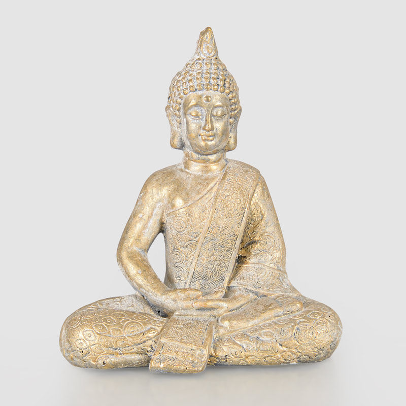 Statue de Bouddha assis gris et doré