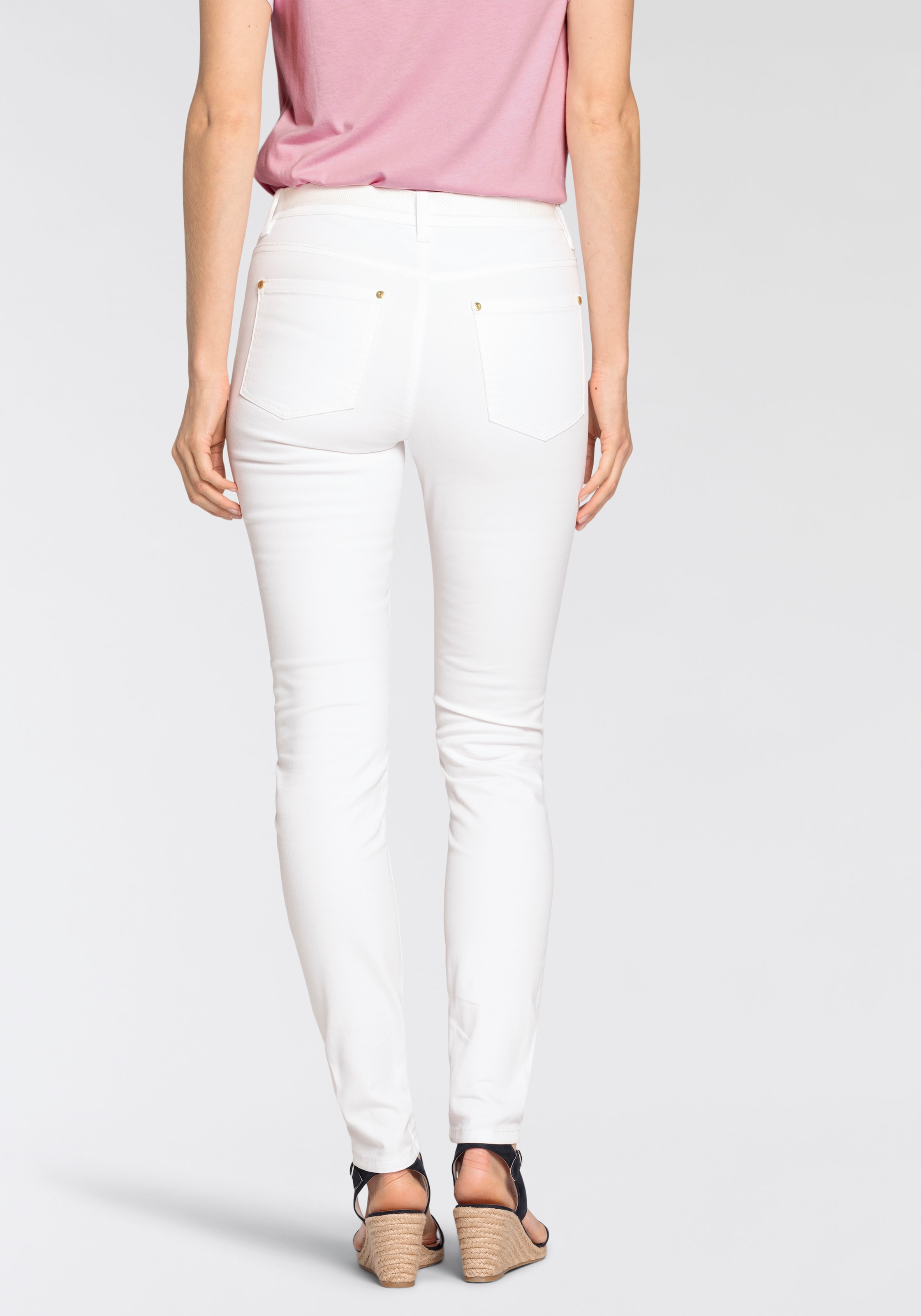DELMAO Röhrenjeans, mit Gürteler Set, schmale Passform,  schmale Beinform,  normale Leibhöhe,  knöchellang