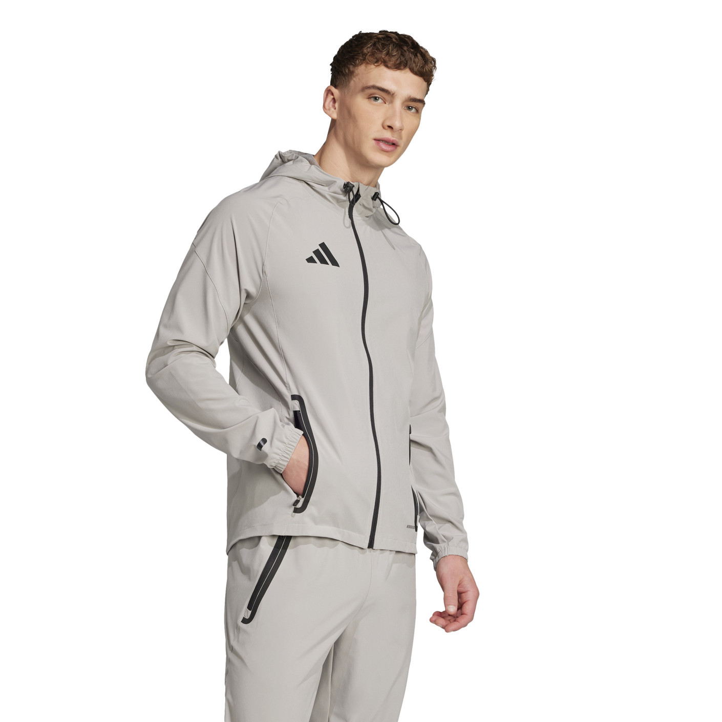 Adidas Tiro 25 Vis Tech Competition Hooded Trainingsjack Grijs Zwart