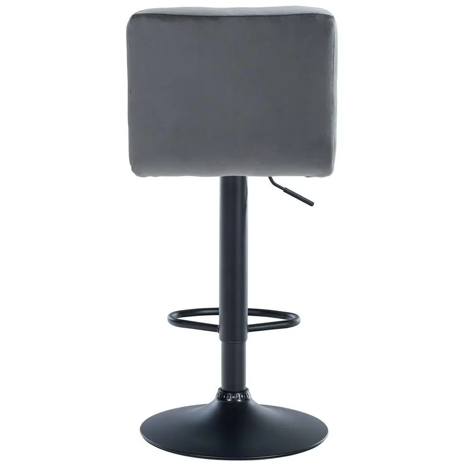 CLP Set van 2 Barkruk Peru zwart Frame - Fluweel - donkergrijs