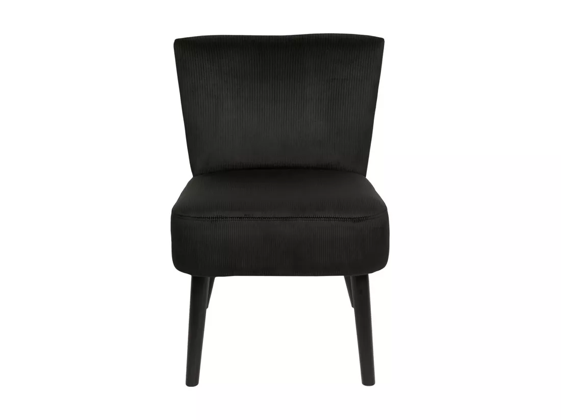 KONAE - Fauteuil Crapaud en Velours Côtelé Noir