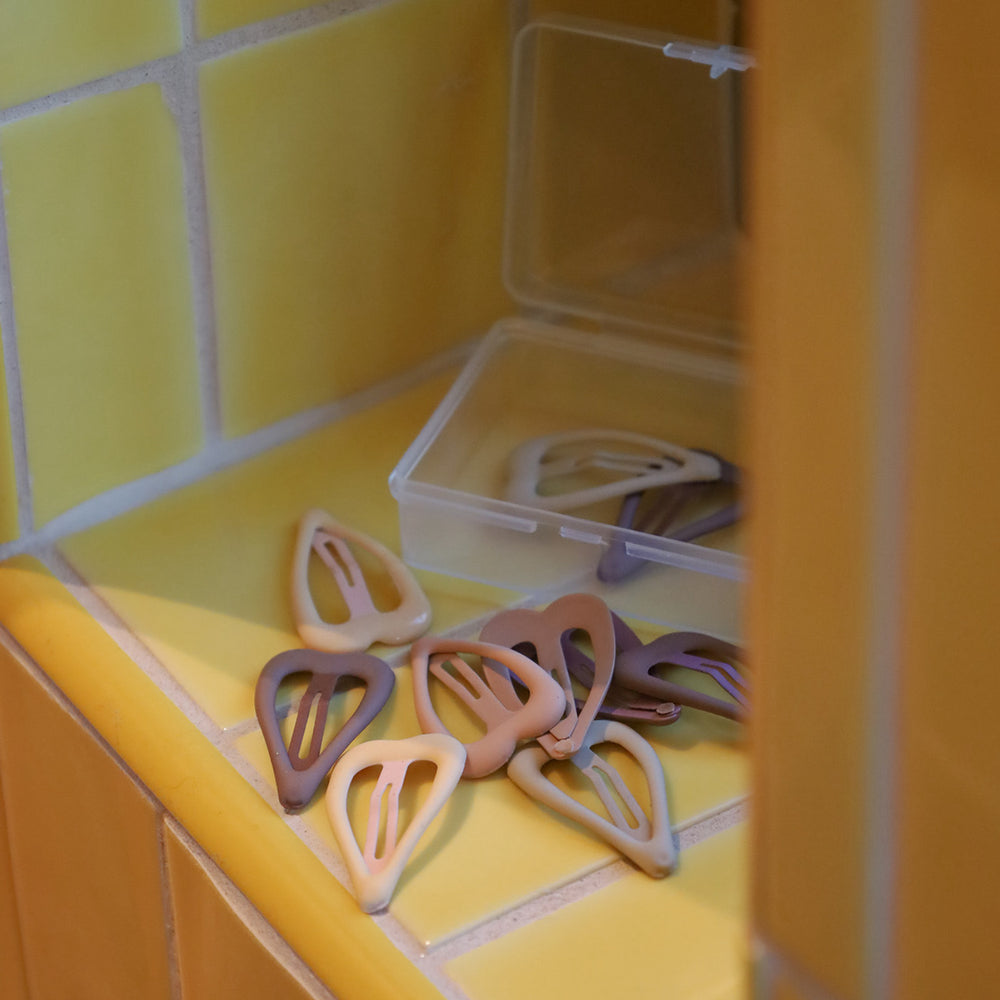 Køb Bow's by Stær Brun Snap Hårspænde - Hjerte Mix (10 Pak)