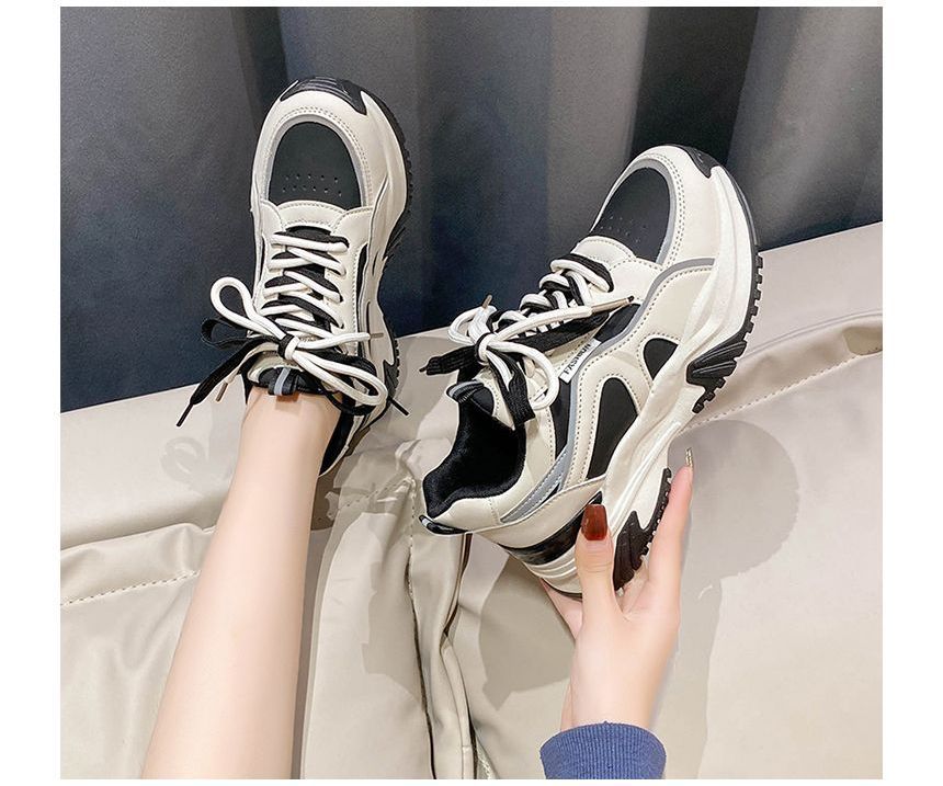 Inocha - Chunky sneakers van imitatieleer met kleurvlakken
