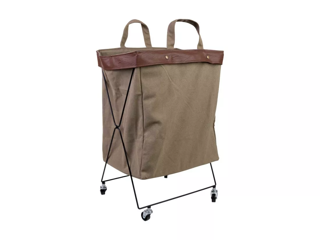 Panier à linge en métal et tissu 41x32x58