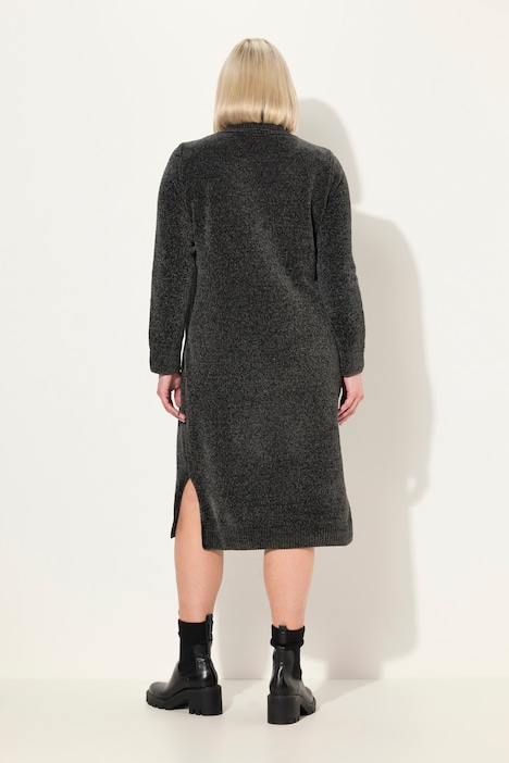 Chenille-Kleid, Strukturstrick, Rollkragen, Langarm