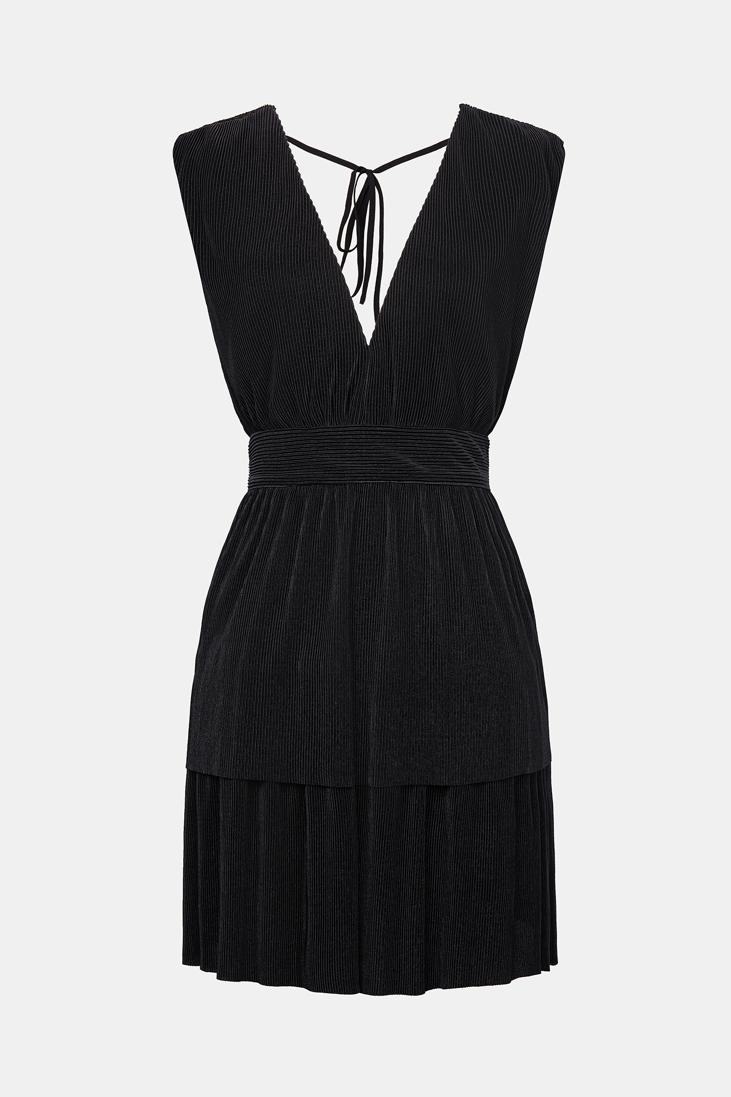 Robe mini à volants en velours côtelé