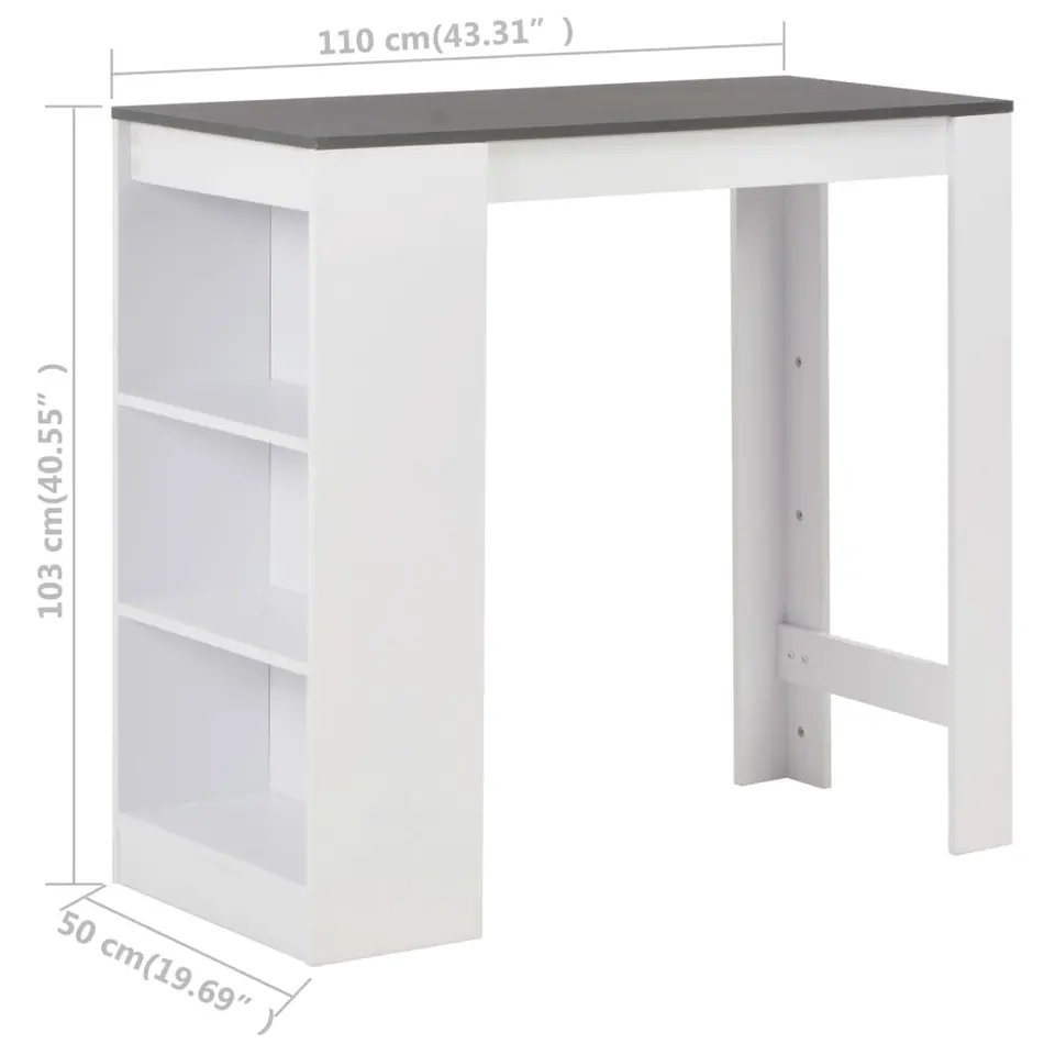 vidaXL - Bartafel - Wit - Bewerkt hout