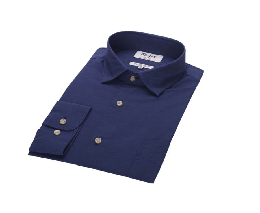 Chemise coton lin Marine unie - SYLBERT