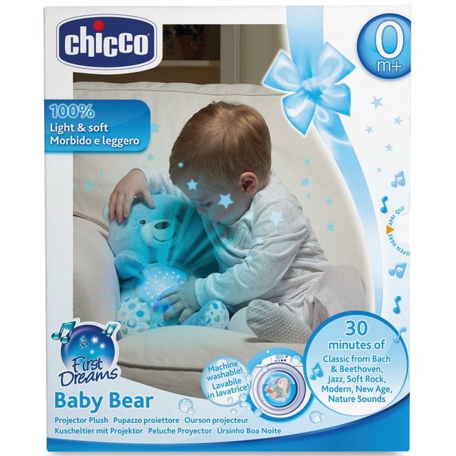 Chicco - Nachtlicht für Babys mit Musik - Bär - blau