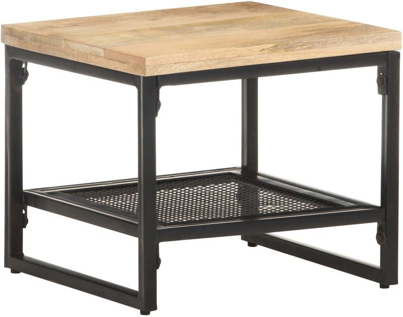 vidaXL - Bijzettafel - Massief Mangohout - Zwart Poedercoating - Uniek Design