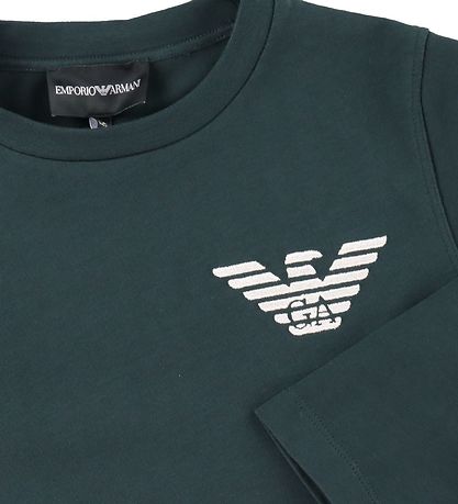 Emporio Armani Bluse - Mørke Grøn/Hvid m. Logo