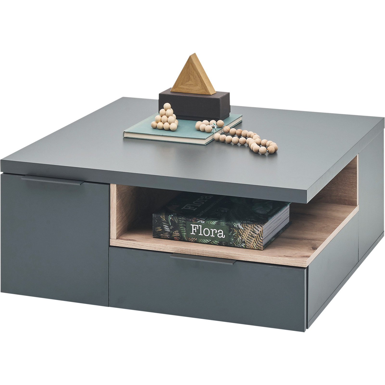 Salontisch Enna dunkelgrau/Eiche Dekor 80 x 35 x 80 cm