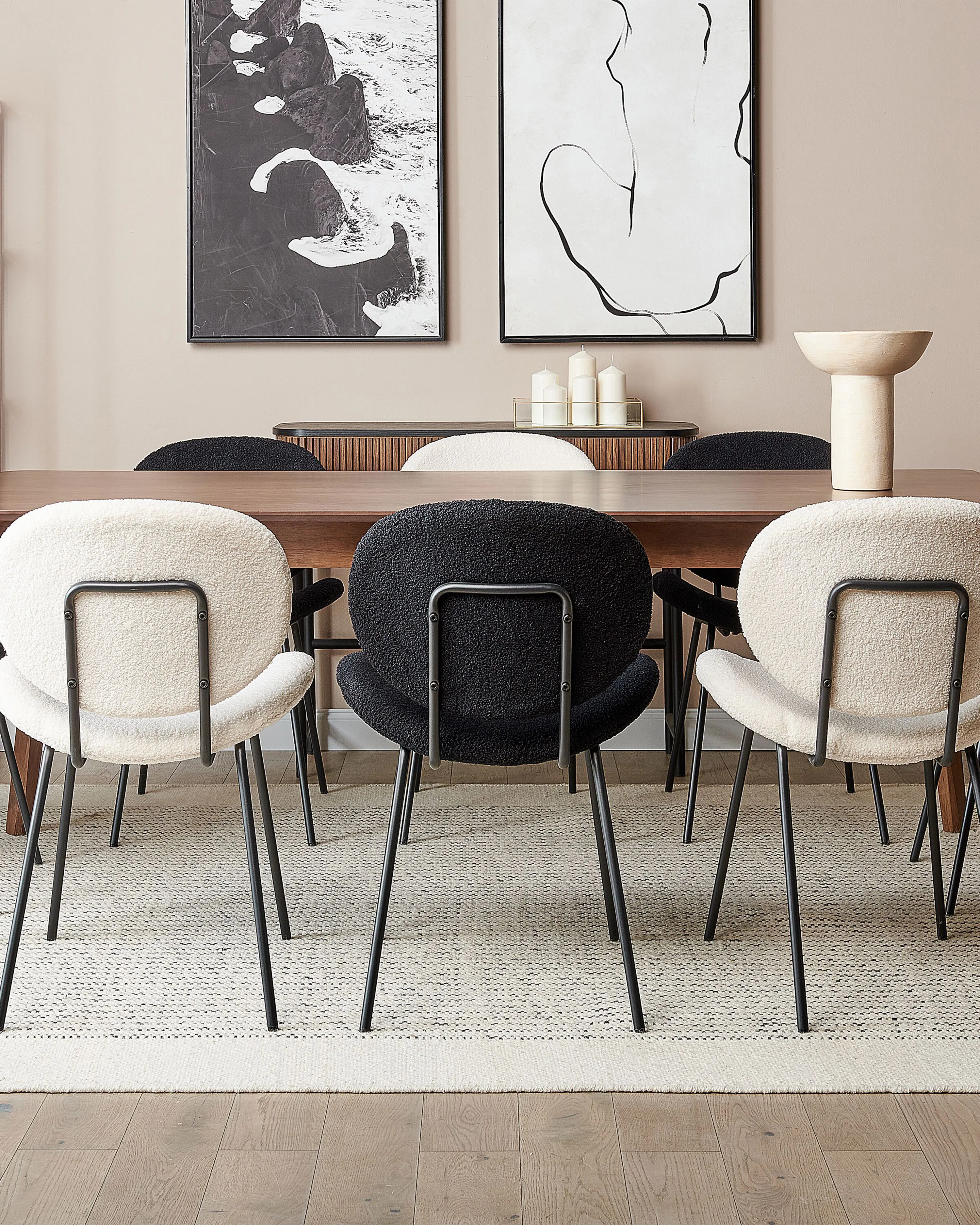 Set van 2 eetkamerstoelen LUANA Bouclé Zwart