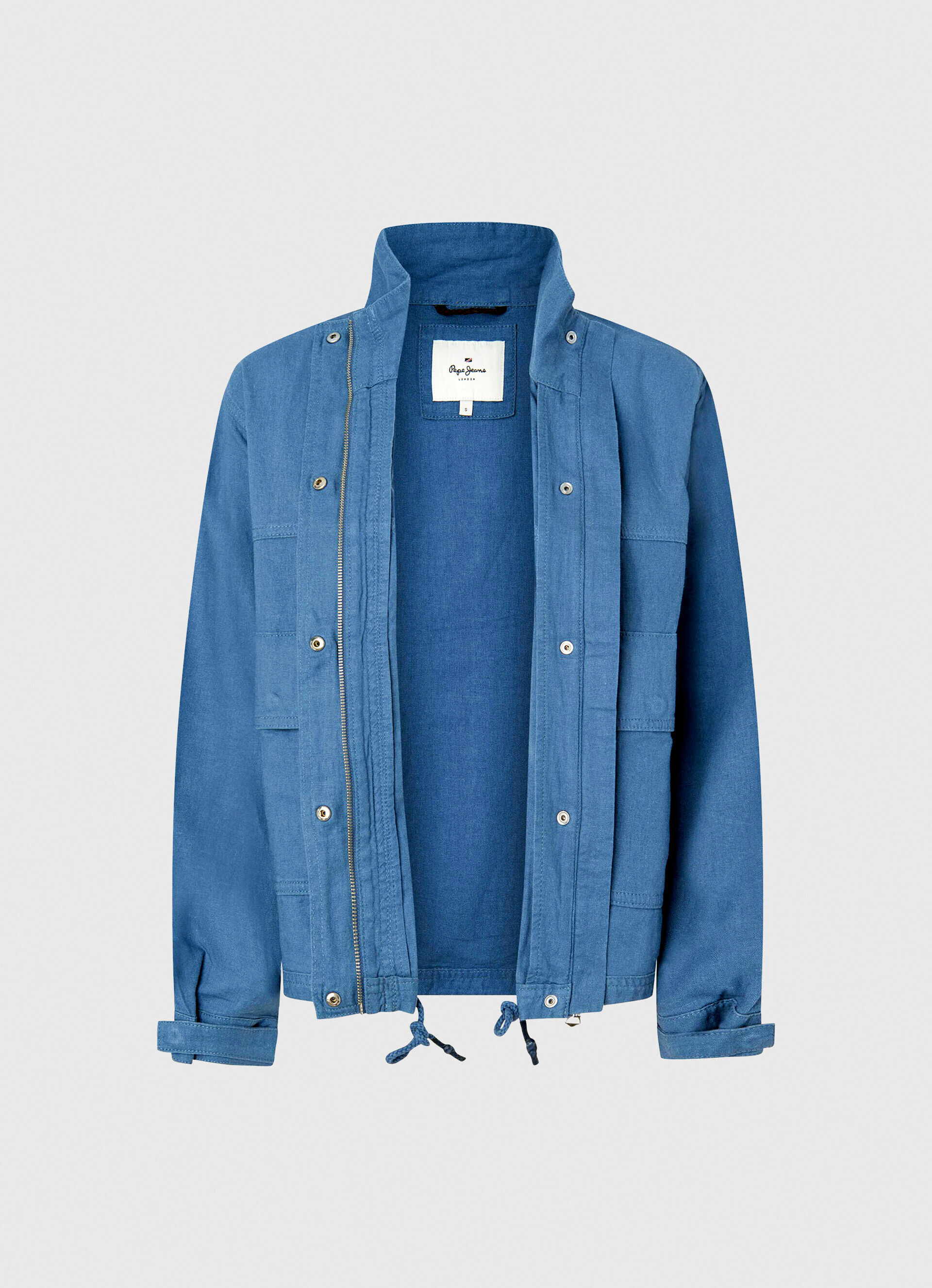 Jaqueta de corte relaxado em linho - azul chambray