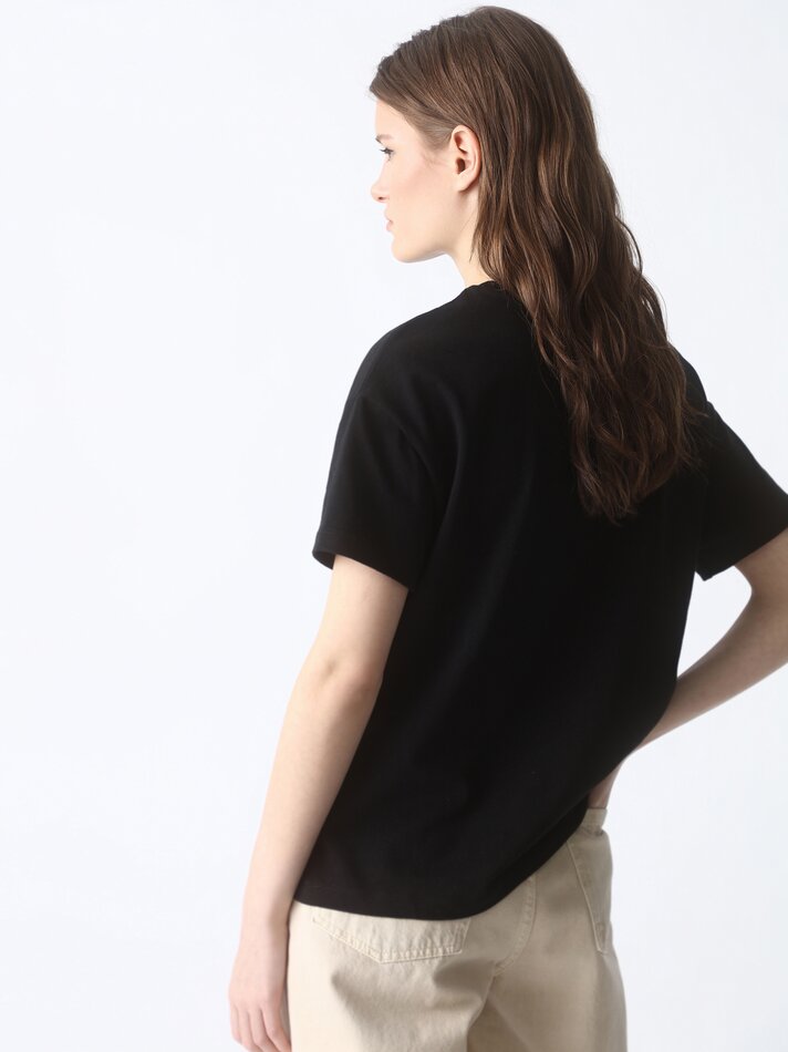 Camiseta oversized de manga curta - Preta