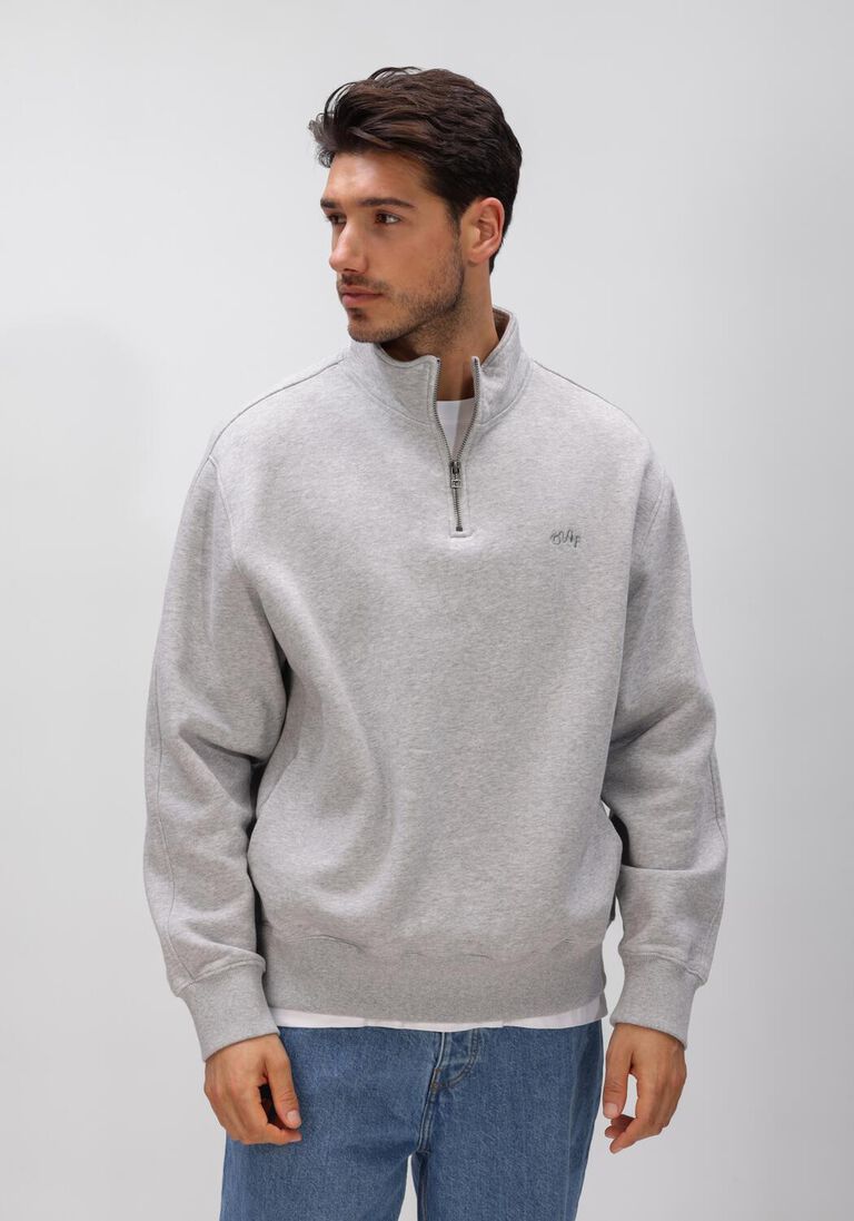 grijze olaf hussein trui signature zip mock