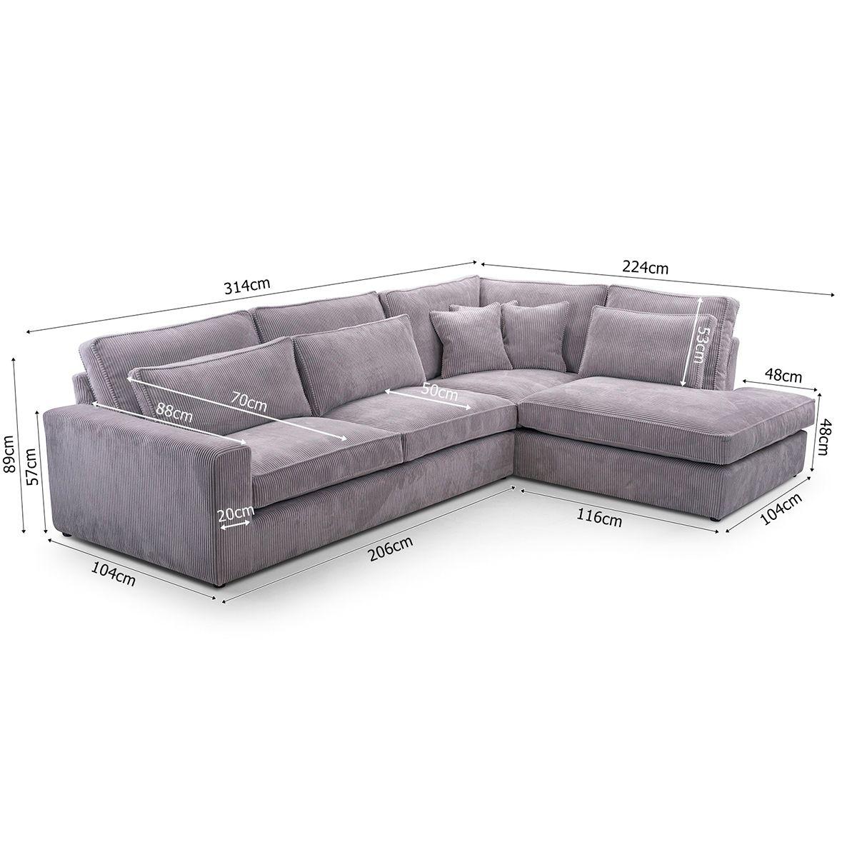 COBRA CANAPE ANGLE DROIT GRIS LINCOLN 86