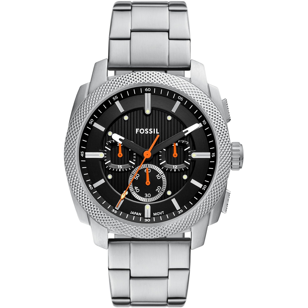 Fossil Machine Chronograph 44mm Silbrig / Schwarz