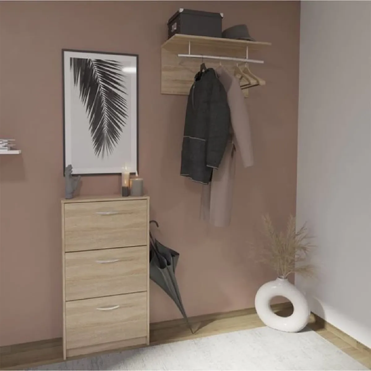 FMD Porte-manteau mural chêne