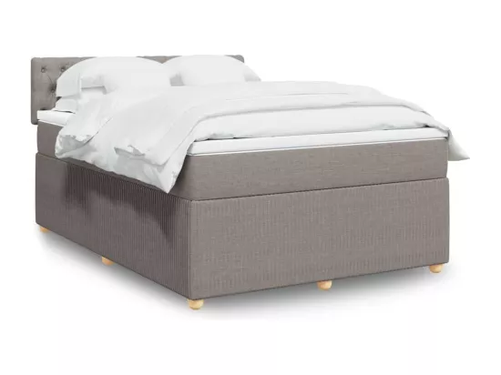 Sommier à lattes de lit avec matelas Taupe 140x190 cm Tissu