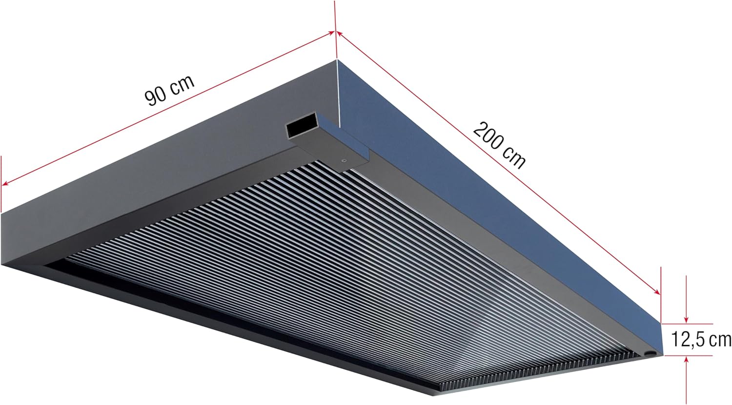 Gutta Rechteckvordach BS 3D-Line 200 Anthrazit | Maße: 200 x 90 cm
