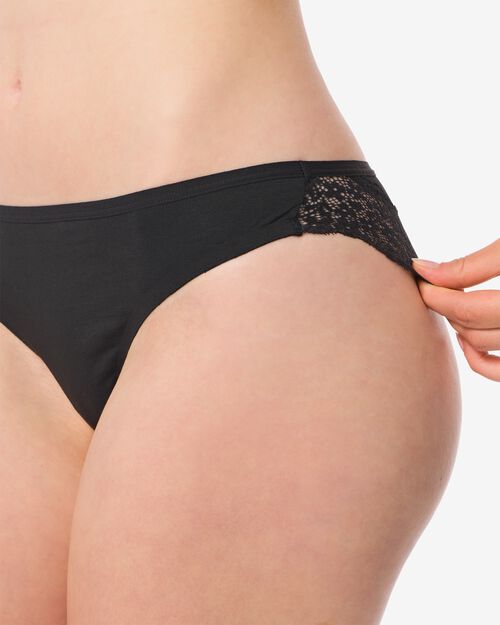 slip brésilien femme coton avec dentelle noir