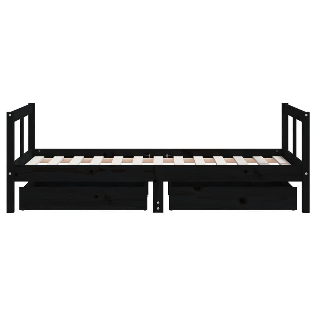 vidaXL Kinderbedframe met lades zwart 80x160 cm grenen