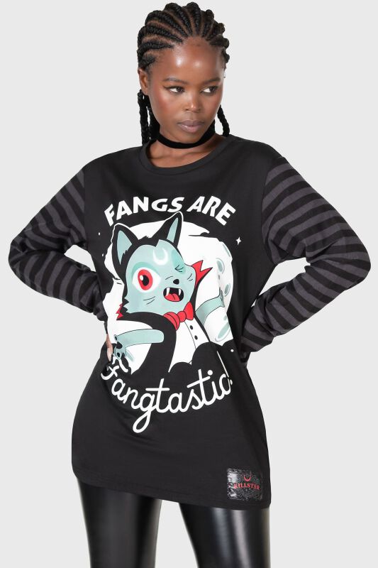Fangtasy Striped Longsleeved Shirt  | THE VAMPURR by KILLSTAR T-shirt manches longues
