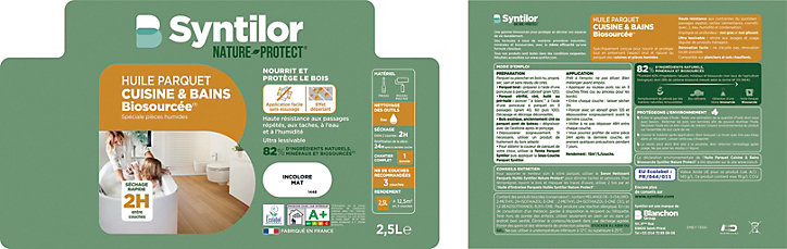 Huile parquet cuisine et bains Biosourcée Nature Protect Syntilor incolore mat 2,5L