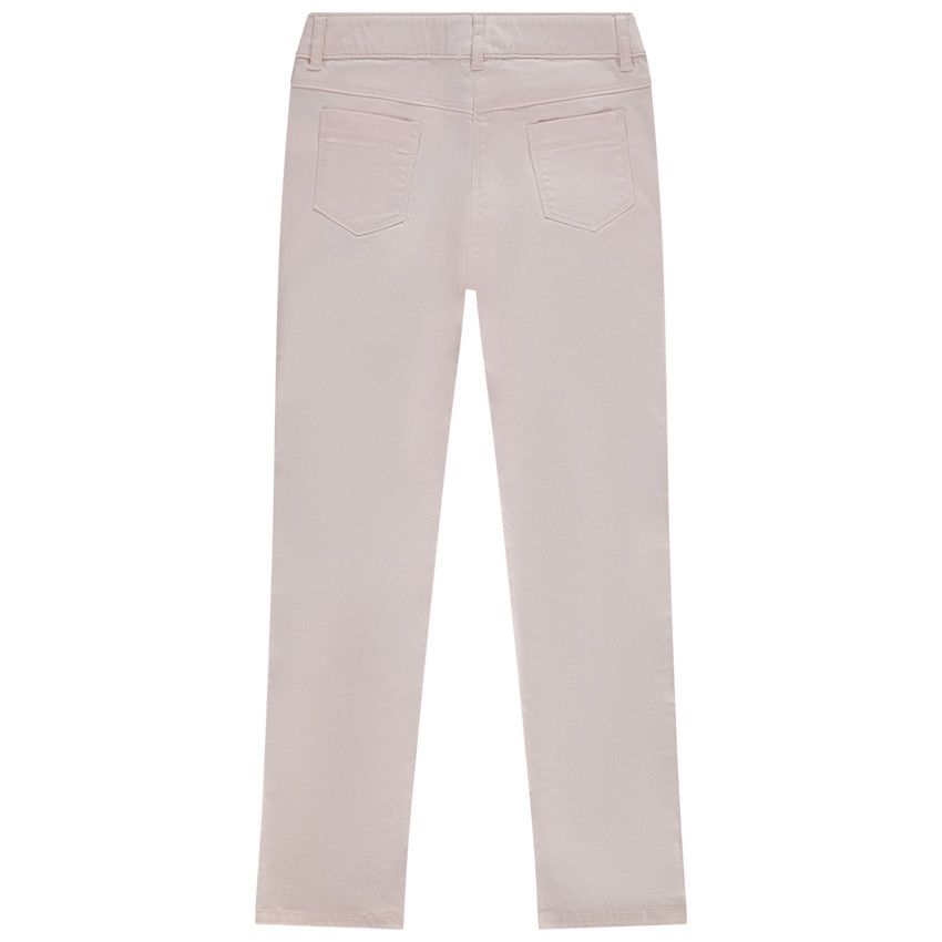 Pantalon slim en twill uni pour fille - Rose