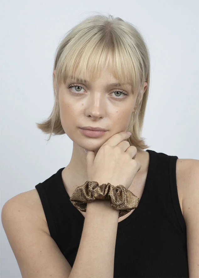Sui Ava Kelly Crystal Scrunchie Taupe