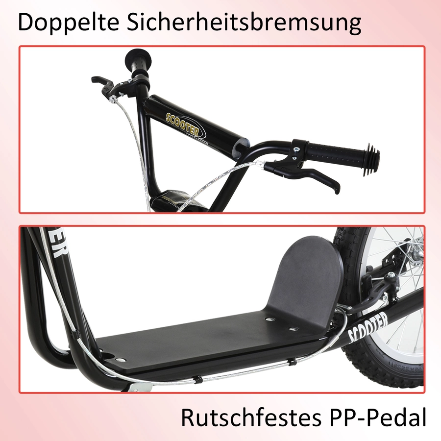 HOMCOM Kinderscooter mit Handbremse schwarz