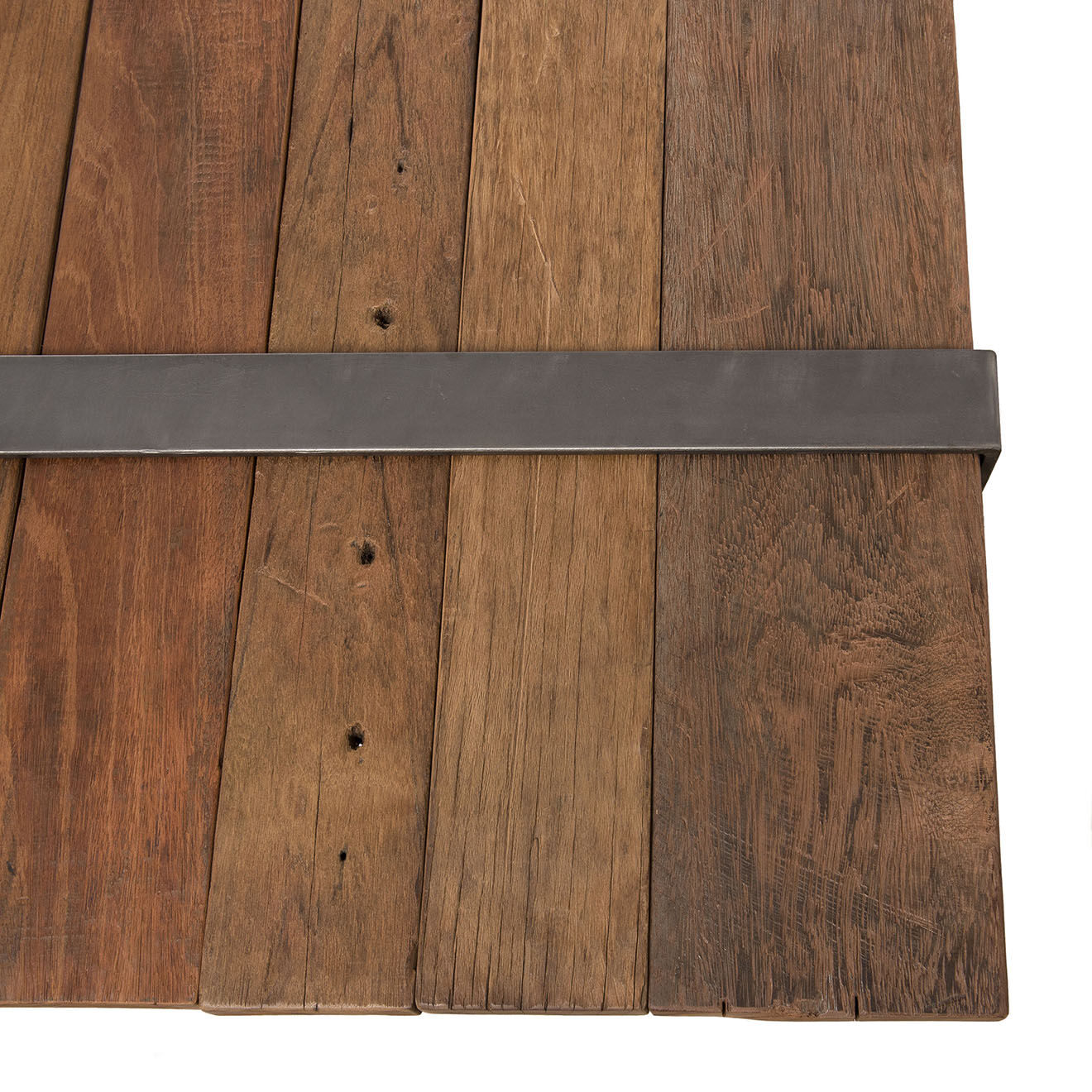 Macabane Table basse en bois massif cerclée métal Mathis naturelle - 161x90x35 cm